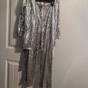 Sequin Silver Suit